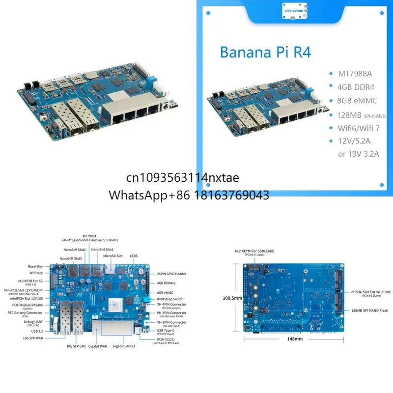 Bananapi Bpi R4 Wifi 7 - 2026 ¡Caliente! Placa Banana Pi BPI