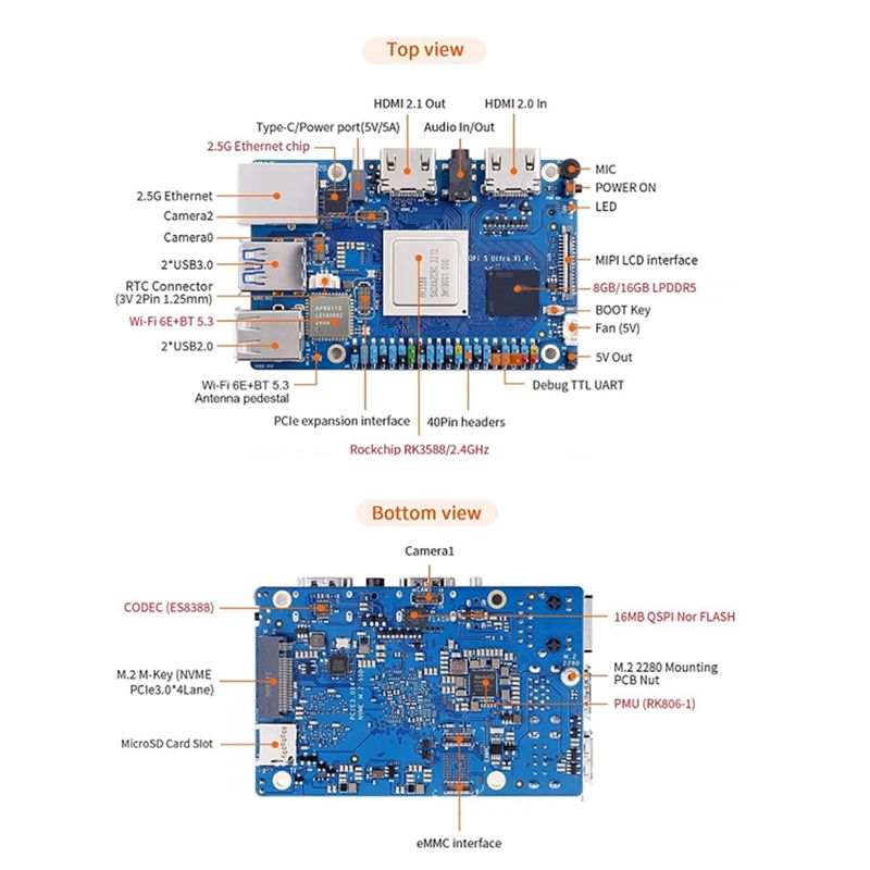 ABRI-Para Orange Pi 5 Ultra RK - Rk3588 Mini Pc Board reseña y precio